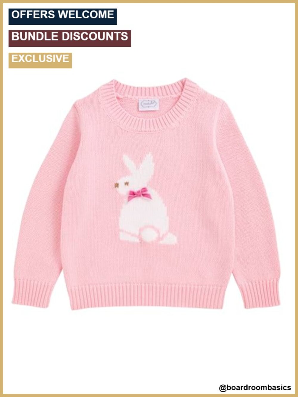 Toddler Girl 100% Cotton Easter Bunny Crewneck Pullover Sweater